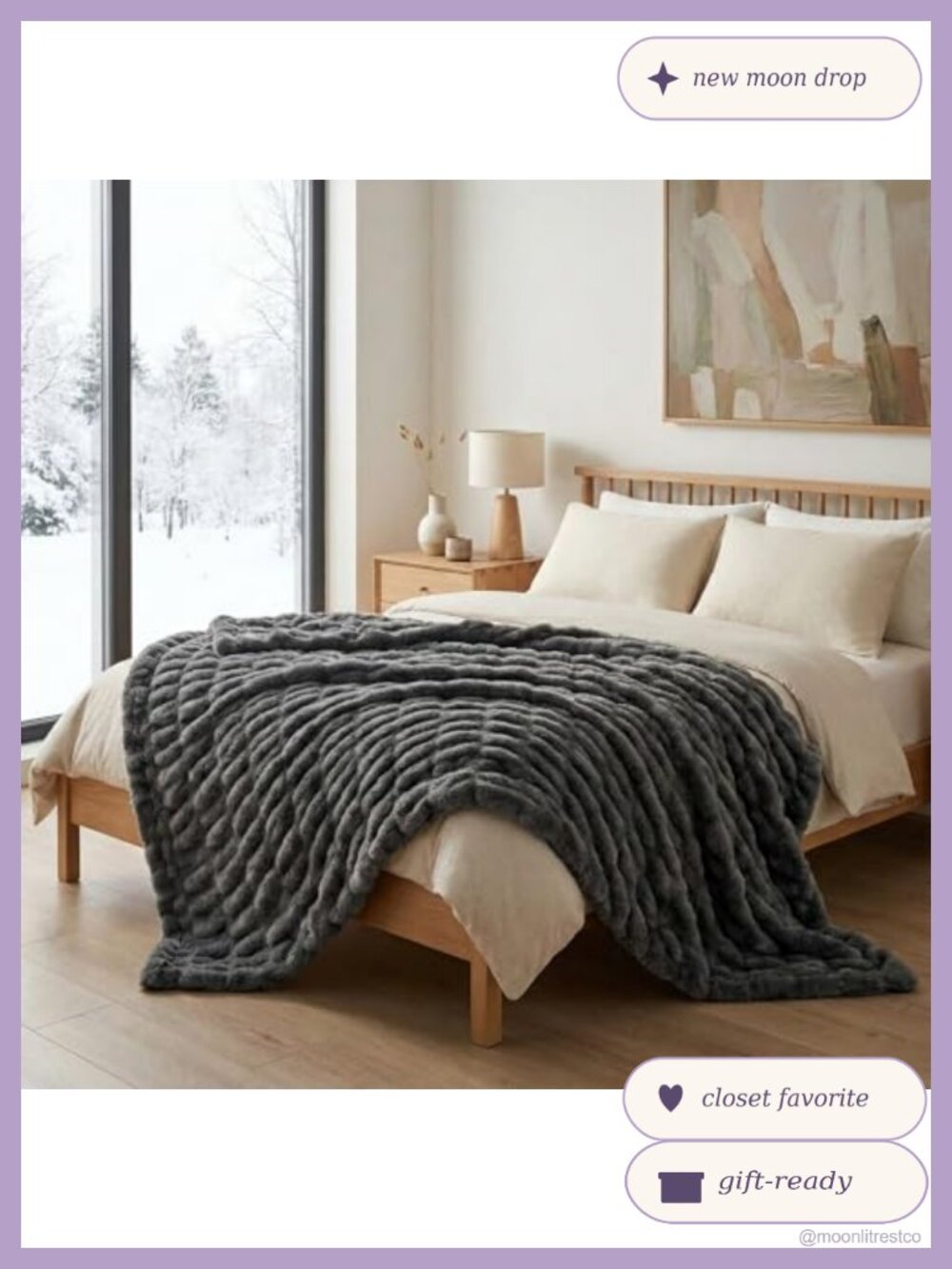 Luxury Concepts Faux Rabbit Fur Throw Blanket 50x60 Ruched Machine Washable - Picture 2 of 6